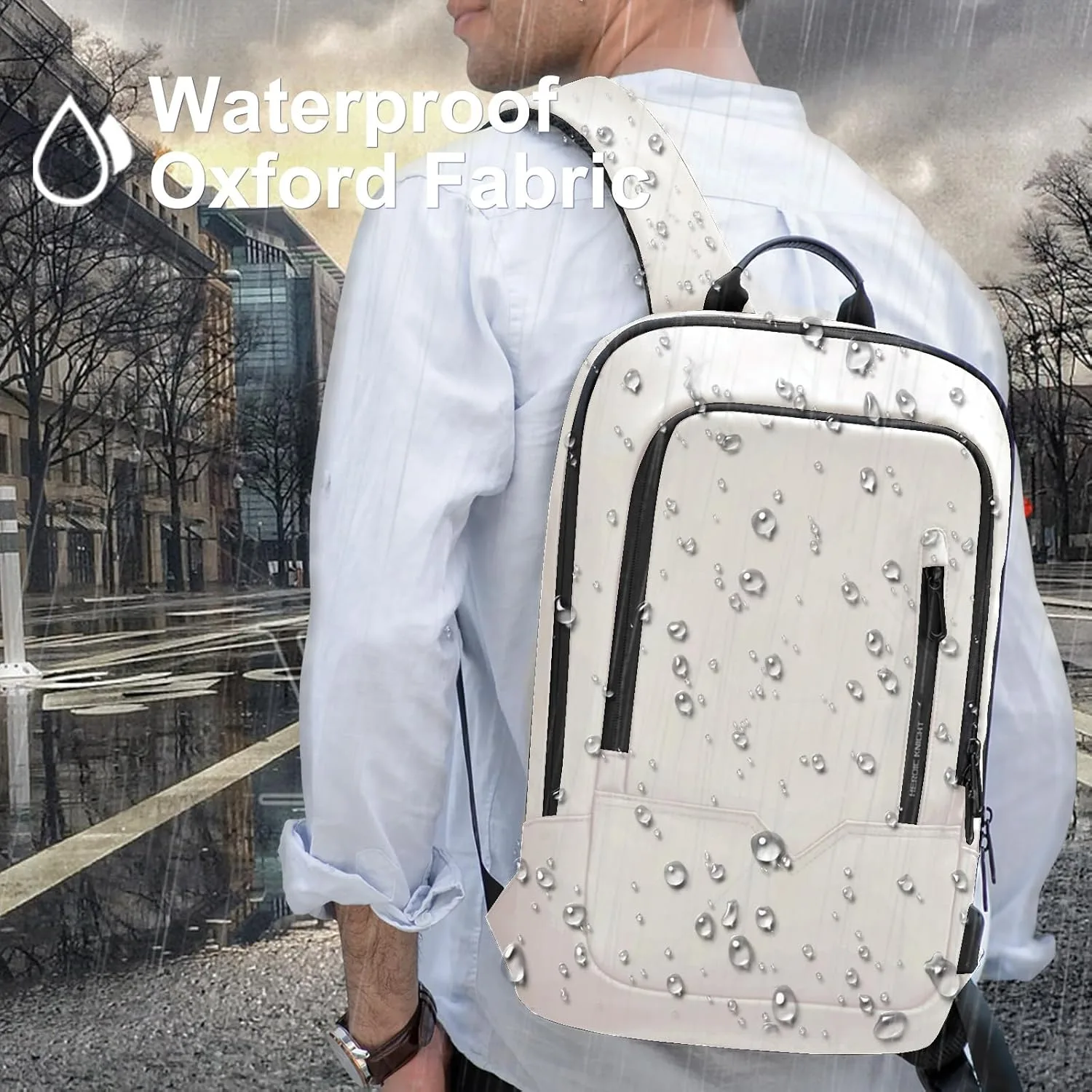 hk Backpack for Men, Business Slim Computer Bag for 17.3 Inch Laptop