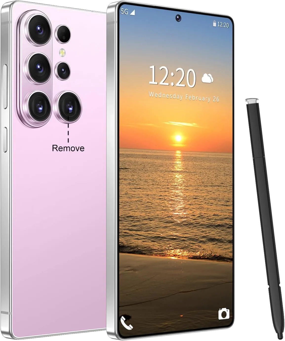 Huness 26 Ultra Unlocked Cell Phone,Built in Pen,16+1TB Unlocked Phone, Android 15 Battery 7000mAh 6.99" HD Screen Smartphone, 5G/Face ID/Fingerprint Lock/Dual SIM/GPS (Pink)
