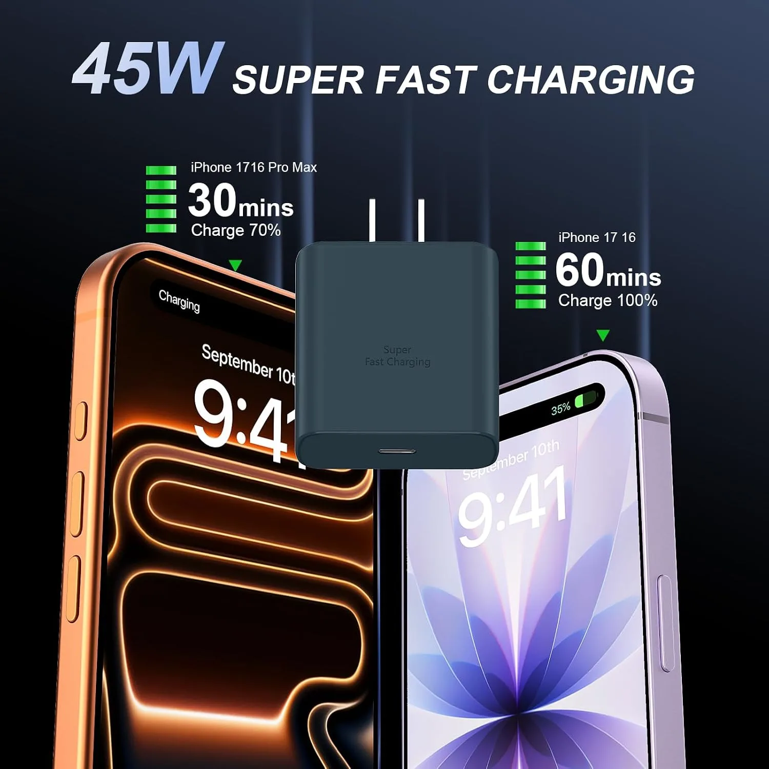 Phone 18 17 Pro Max Charger Fast Charging 45W USBC Phone Duo Fast Charger