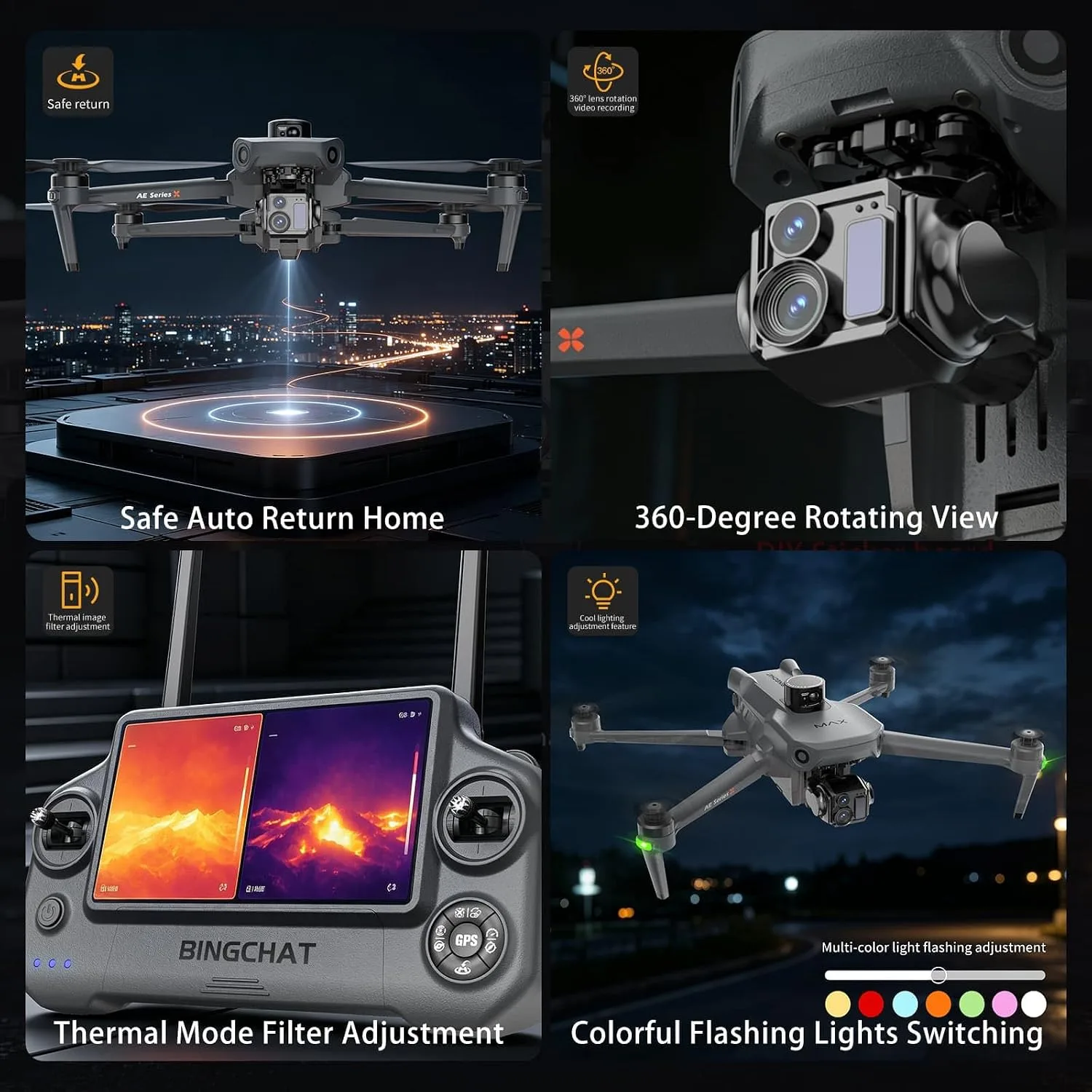 Bingchat Tablet Remote Professional Drones with Camera for Adults 4K Videos