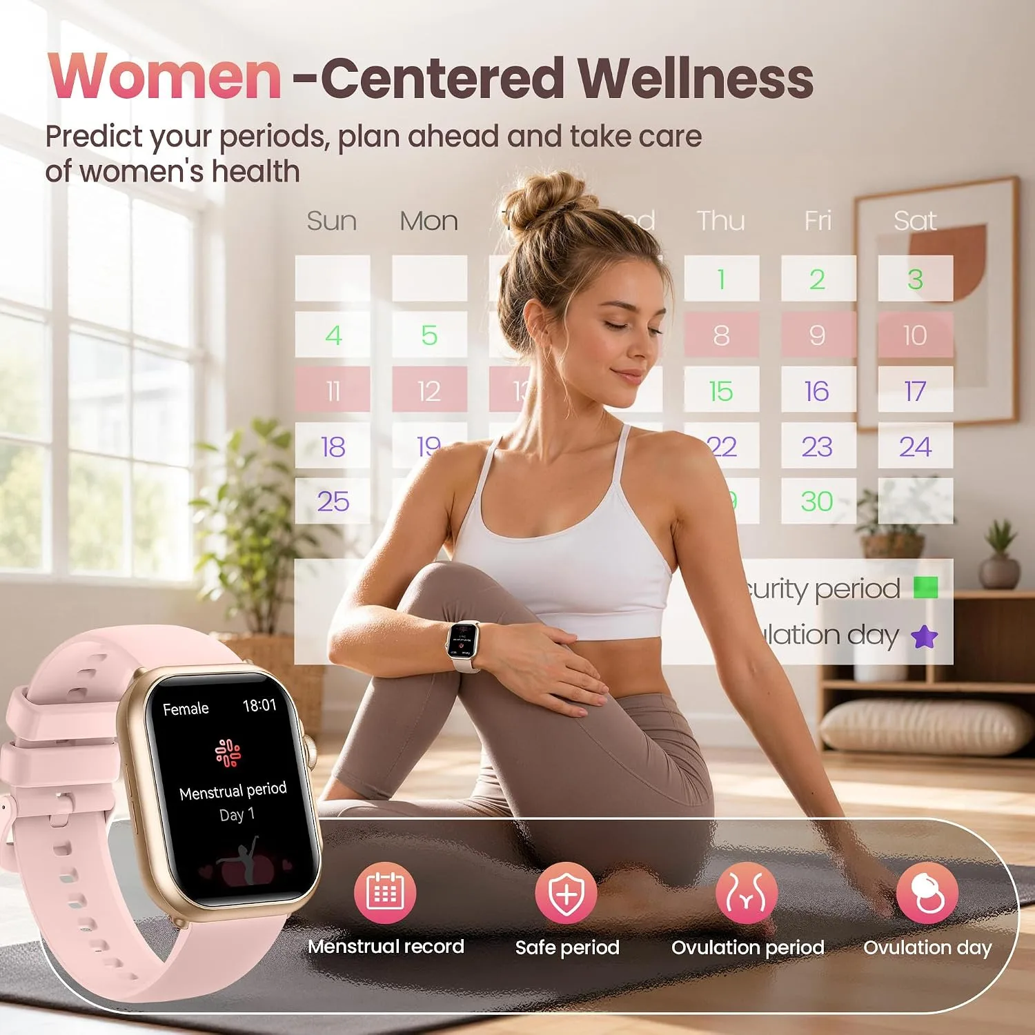 Smart Watch for Women,Fitness Smartwatch,Fitness Watch Tracker with 2 Bands
