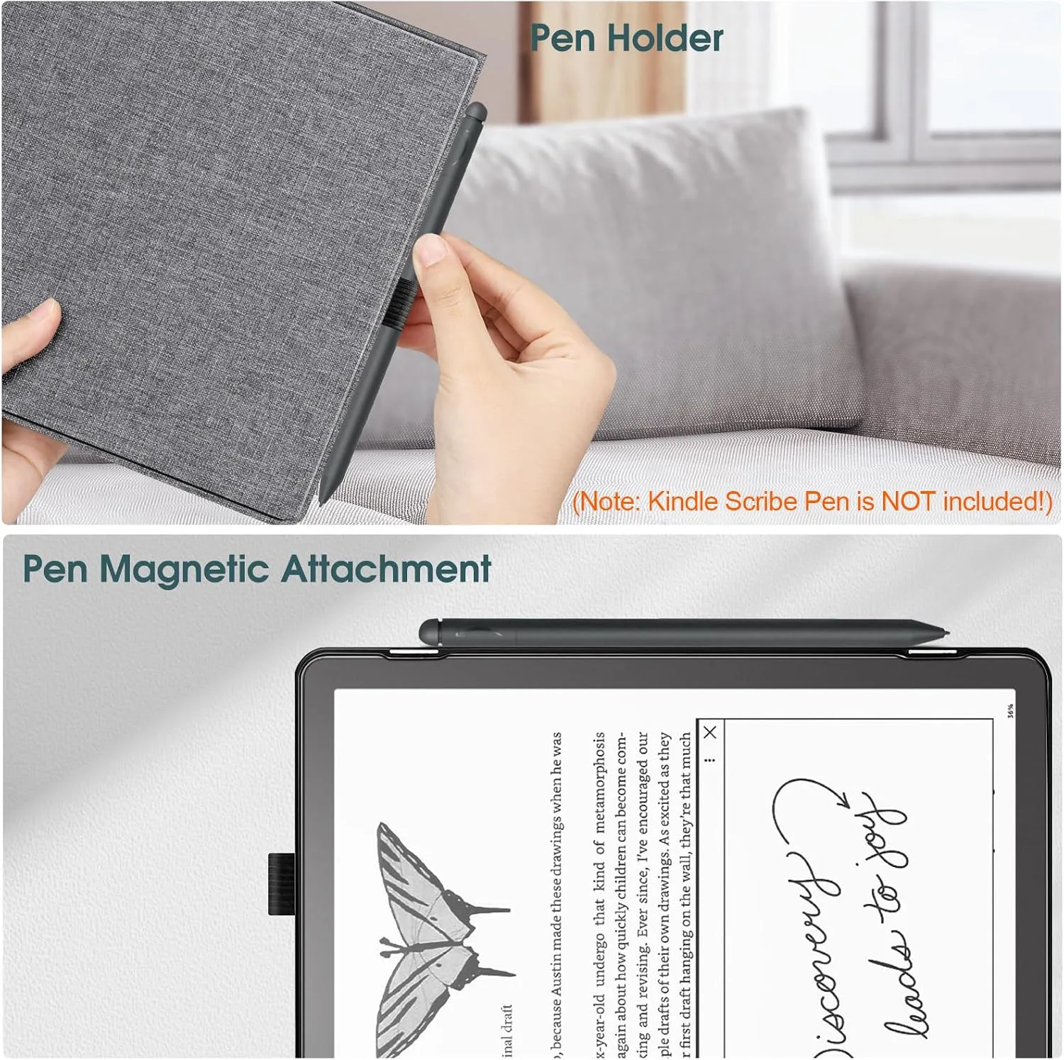 Fintie Slimshell Case for 10.2" Kindle Scribe 2024/2022, Gray