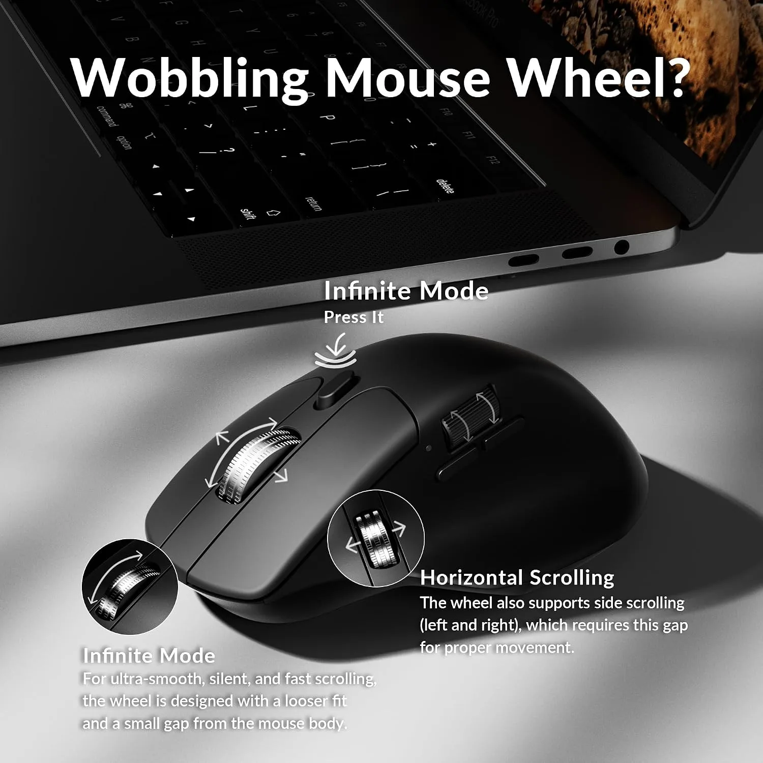 Keychron M6 Silent Wireless Gaming Mouse, 1000Hz, Bluetooth/2.4G/Wired, PixArt 3311 Sensor (12K DPI), 86g, 5 On-Board Memory Profiles for Plug & Play, Programmable for Mac/Win/Linux – Black