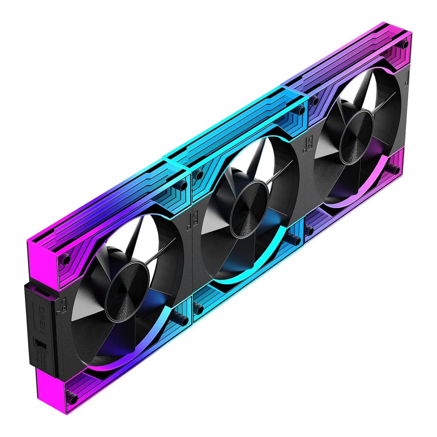 Interstellar V3 120mm PC Case Fan Infinity Mirror Module Daisy-Chain 120mm RGB PWM Fan Triple Pack Suitable for Computer Case & 360mm AIO Cooler(Black-3Pack