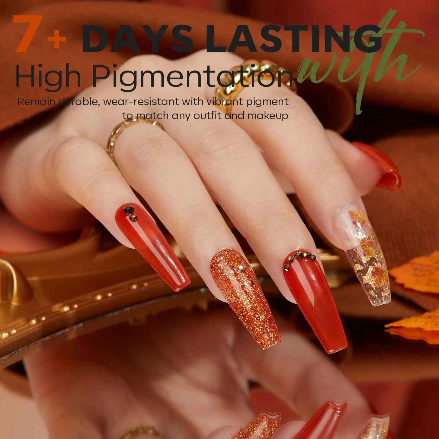 modelones Fall Nail Polish, 6 Colors Orange Black Quick Dry Nail Polish Set