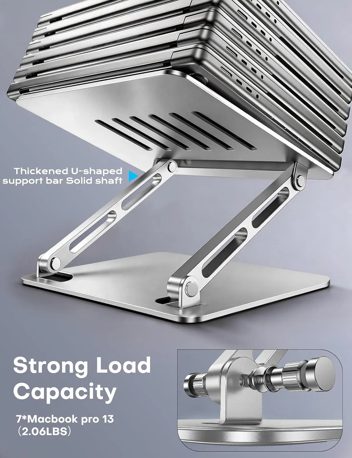 LOXP Portable Laptop Stand, Aluminum Laptop Stand for Desk - Silver