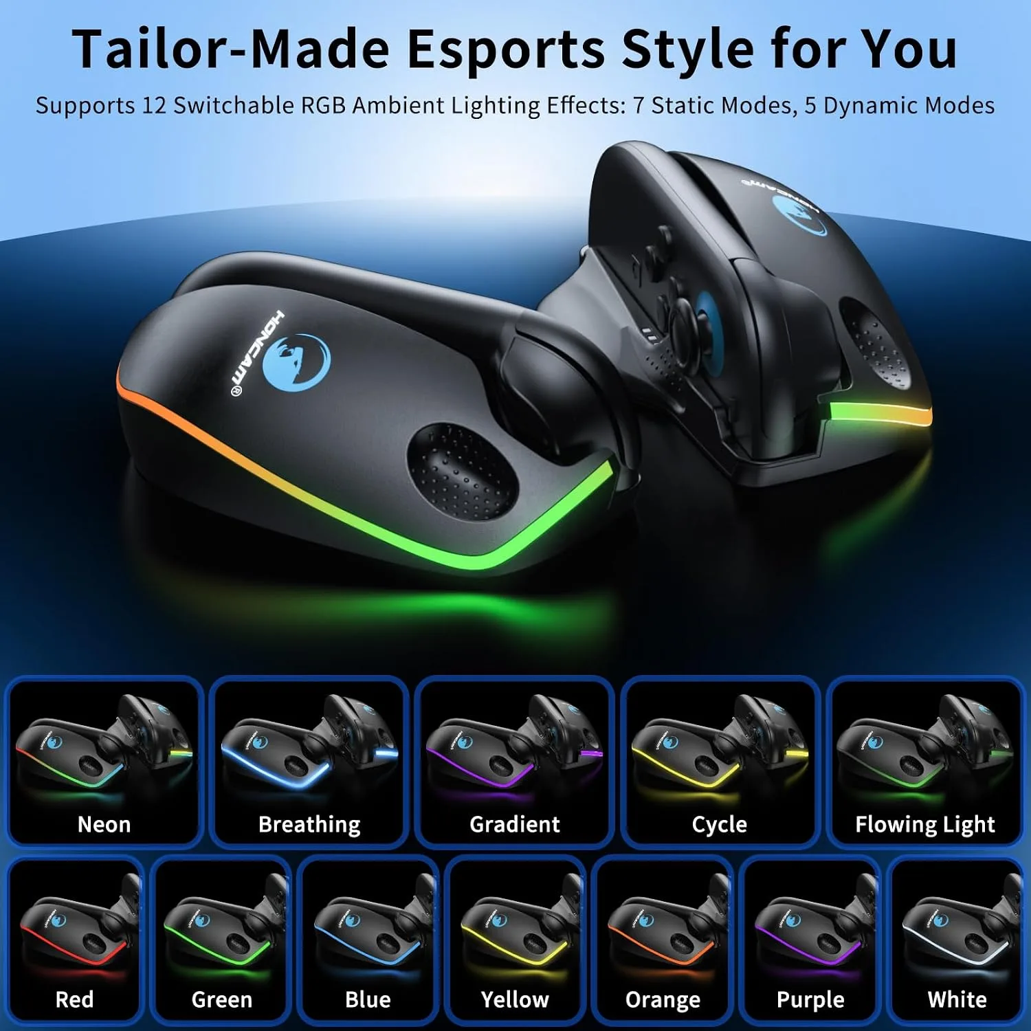 Gaming Mouse Grip for Switch 2 Joycons with 12 RGB Color Lights,2 Pack
