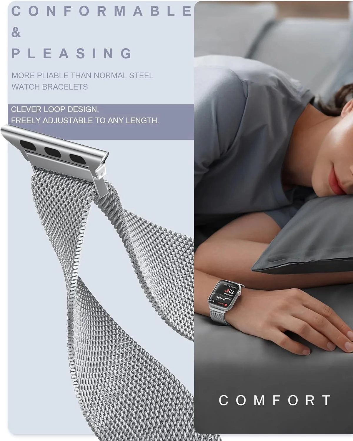 Original Milanese Loop Compatible with Apple Watch Bands for Women & Men