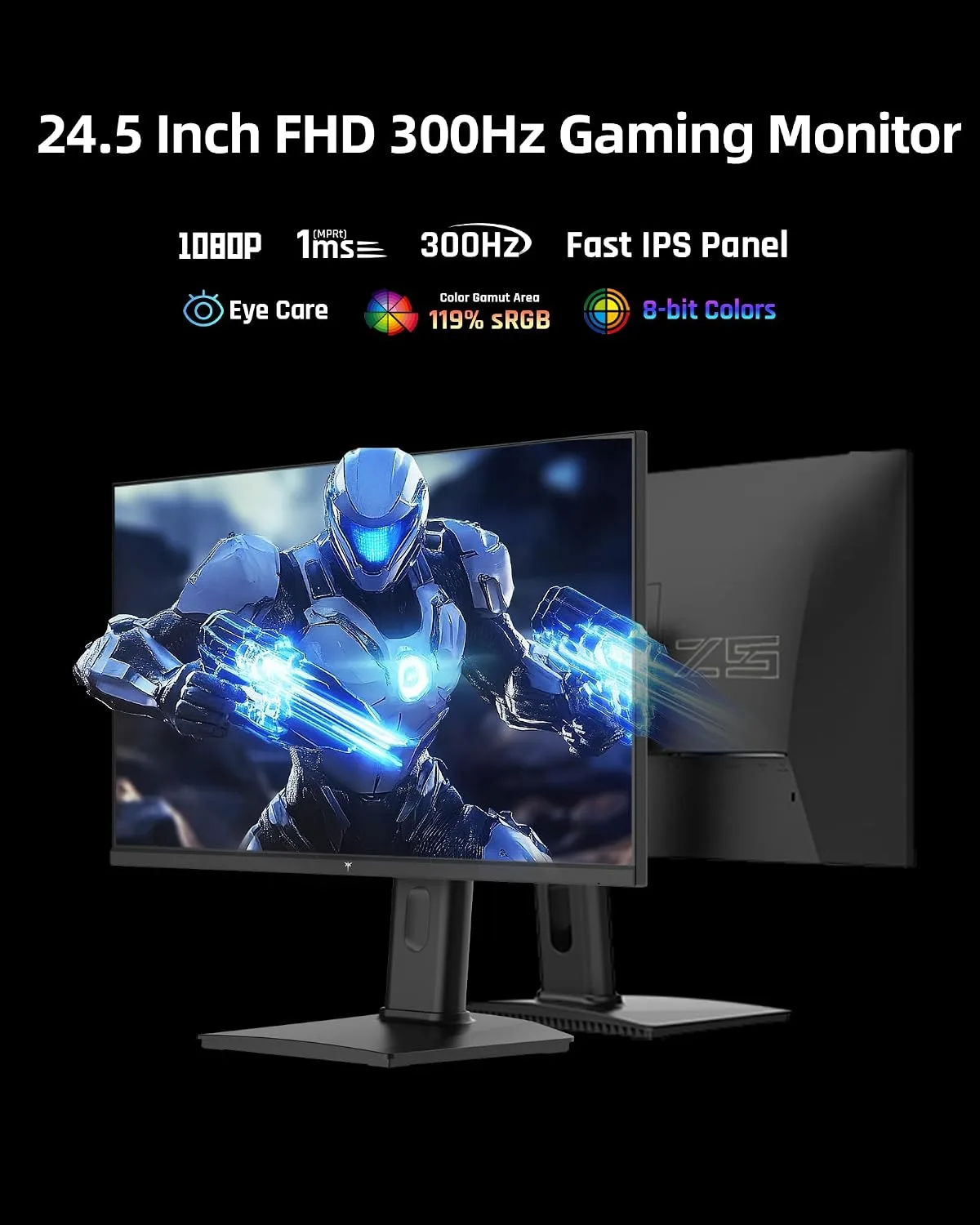 KTC 24.5 Inch 300Hz Gaming Monitor, 240Hz 1080P Monitor Fast IPS, H25Y7