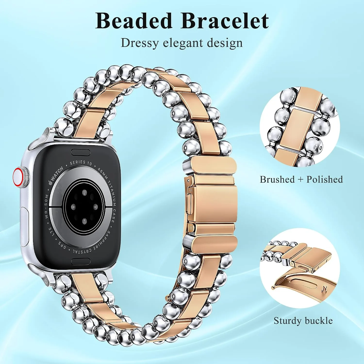 TOYOUTHS Dressy Metal Beaded Bracelet for Apple Watch Bands Women