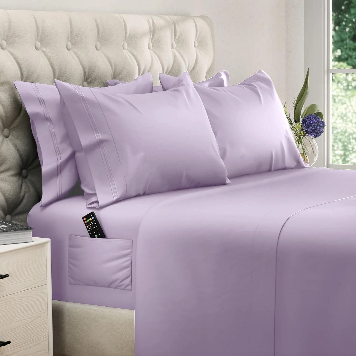 DREAMCARE King Size Sheets Set - 6 pcs Breathable Cooling Sheets King Size