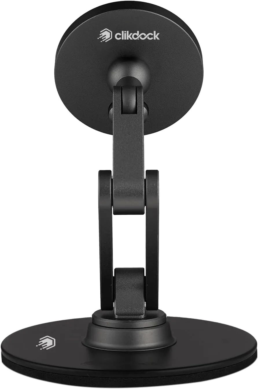 ClikDock Cell Phone Magnetic Wireless Charger Stand, 360° Spin, Aluminum Construction, Compatible with MagSafe Phones for iPhone & Andriod (Space Grey)
