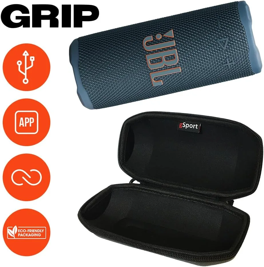 JBL Grip Compact Portable Bluetooth Speaker Bundle with gSport Case (Blue)