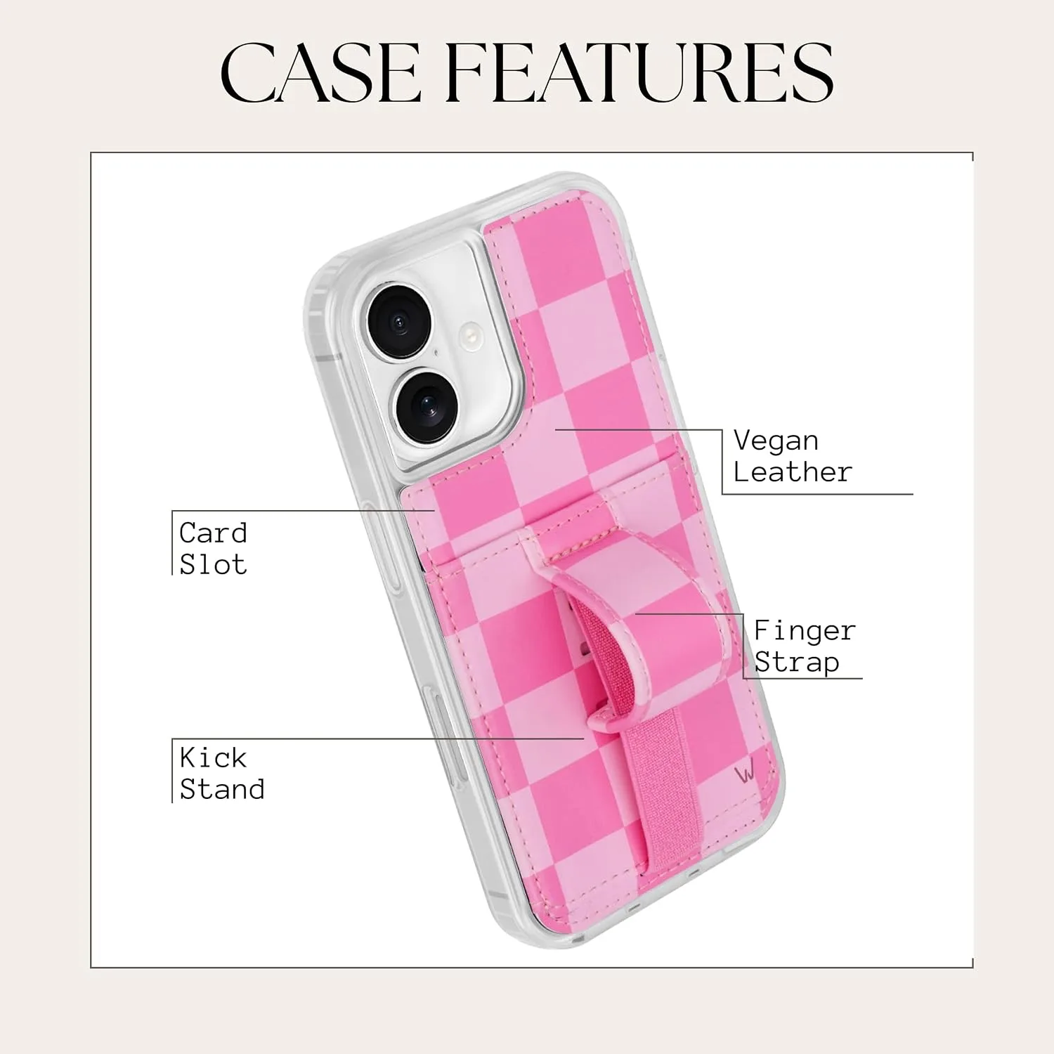 Walli Cases Wallet Phone Case for iPhone 16 Plus, Card Holder Kickstand