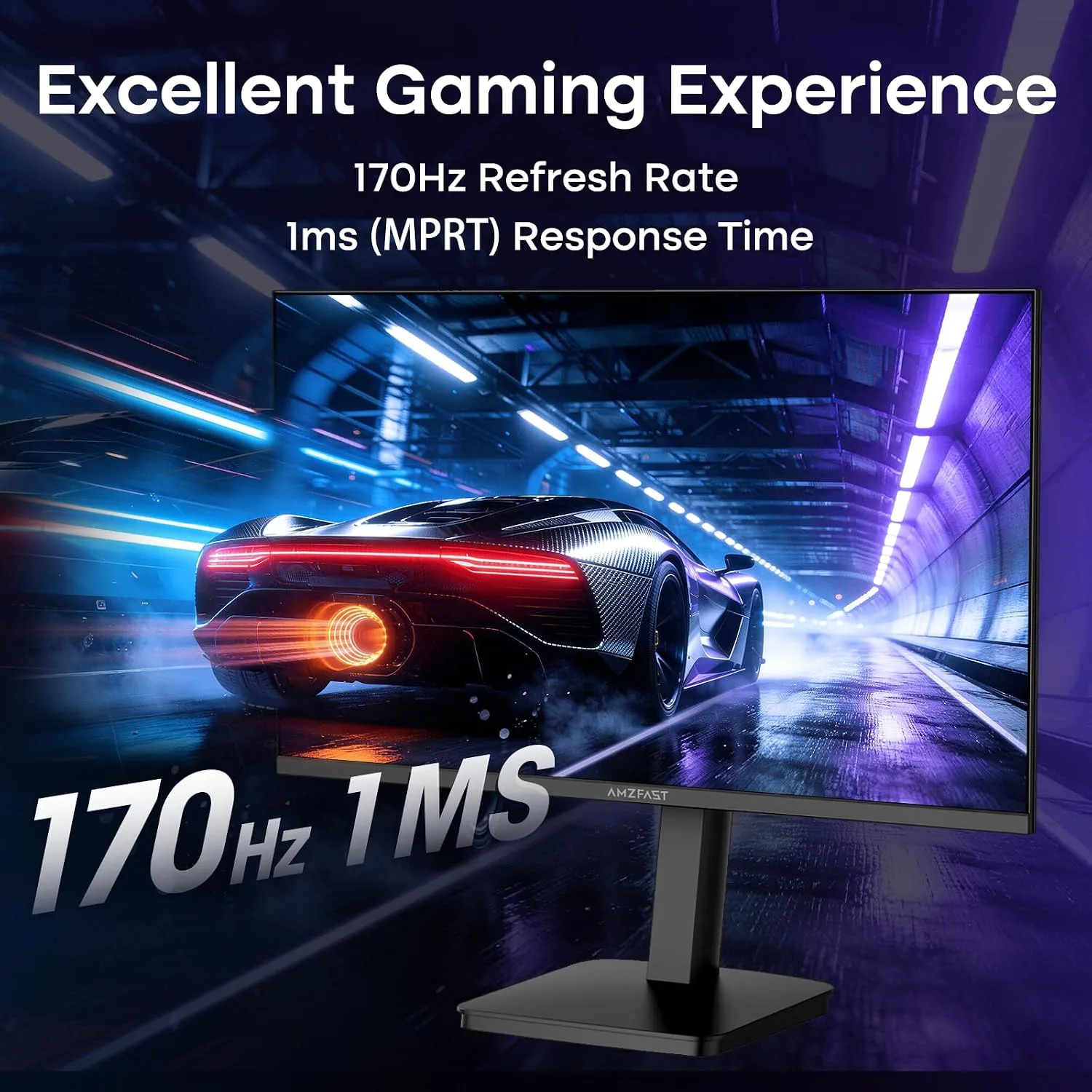 Amzfast 27 Inch Gaming Monitor 170Hz WQHD (2560 x 1440) Height Adjustable