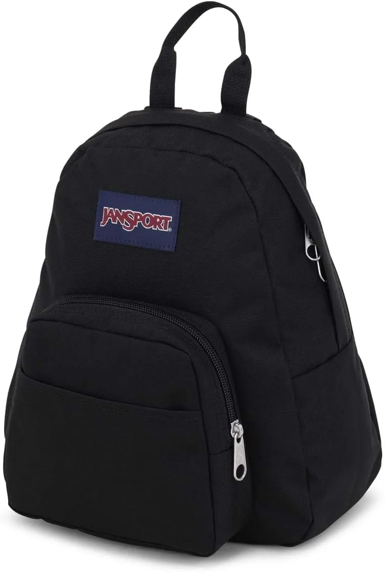 JanSport Half Pint Mini Backpack, 10.2 L - Durable Mini Bag Purse with Adjustable Shoulder Straps, Single Main Compartment, Zippered Stash Pocket, Black