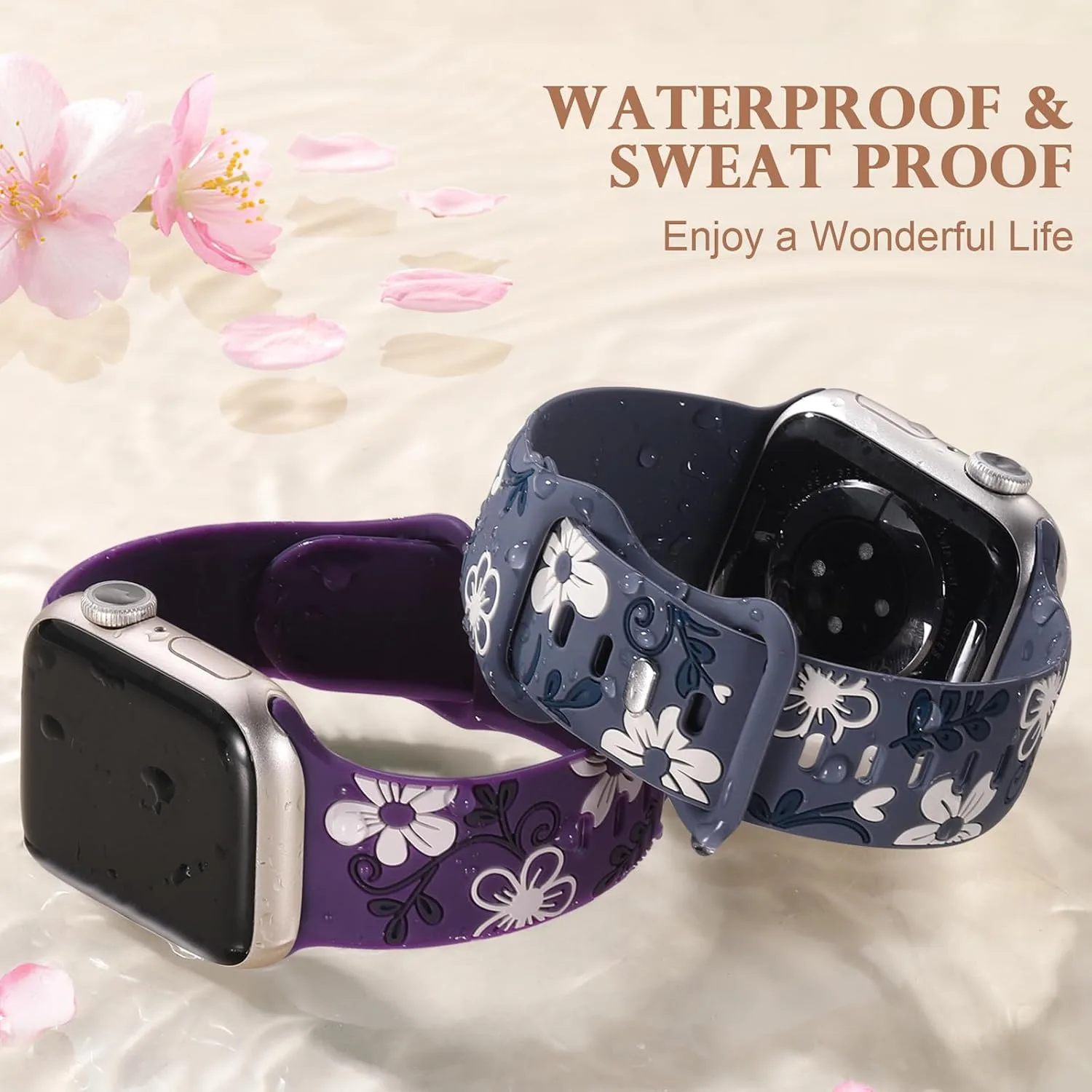 Witzon Floral Silicone Band Compatible with Apple Watch Bands For Women