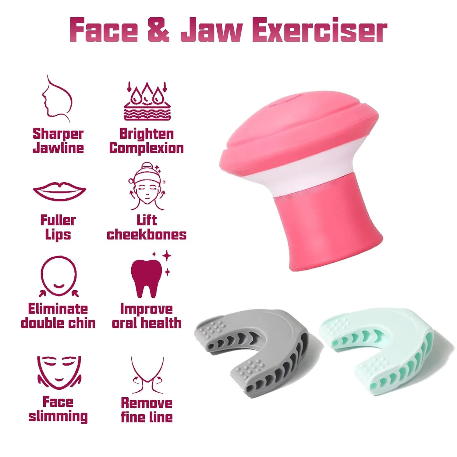 HAIOLORPRO 3PCS Face & Jaw Exerciser, Face Yoga Jawline Exerciser, Jaw Exerciser for Men and Women, Double Chin Breathing Jaw Trainer, Lift Double Chin Reducer(Set 2)