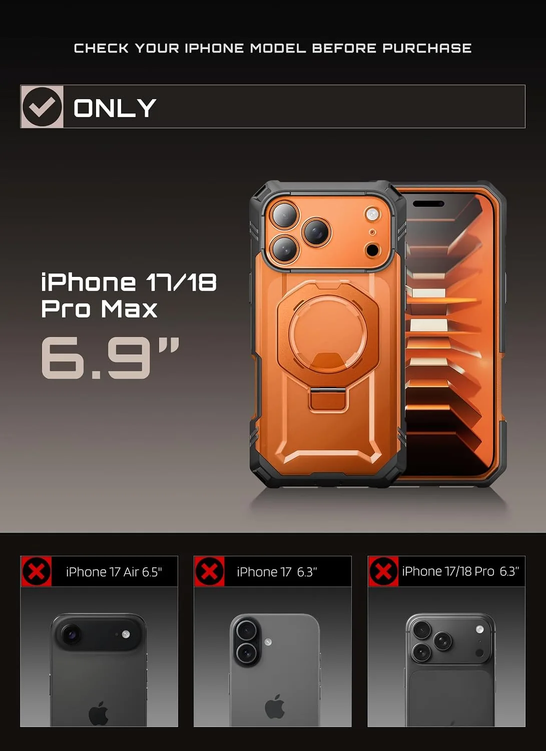 SUPCASE for iPhone 18 Pro Max Case/17 Pro Max Case, Glass Protector, Coral