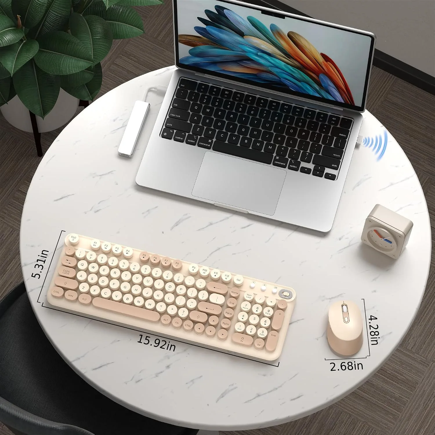Colorful Wireless Keyboard and Mouse Combo (Milk Tea)