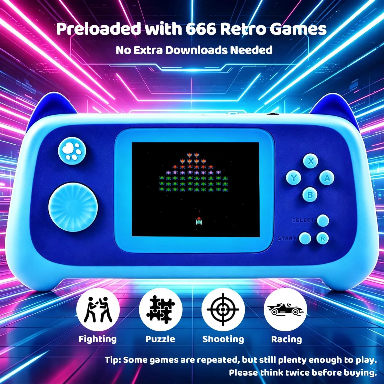 Handheld Retro Game Console Built-in 666 Games, Travel-Friendly Gaming Console with Long Battery Life, Plug and Play Video Game Console for Kids Adults, Birthday for Boy Girl