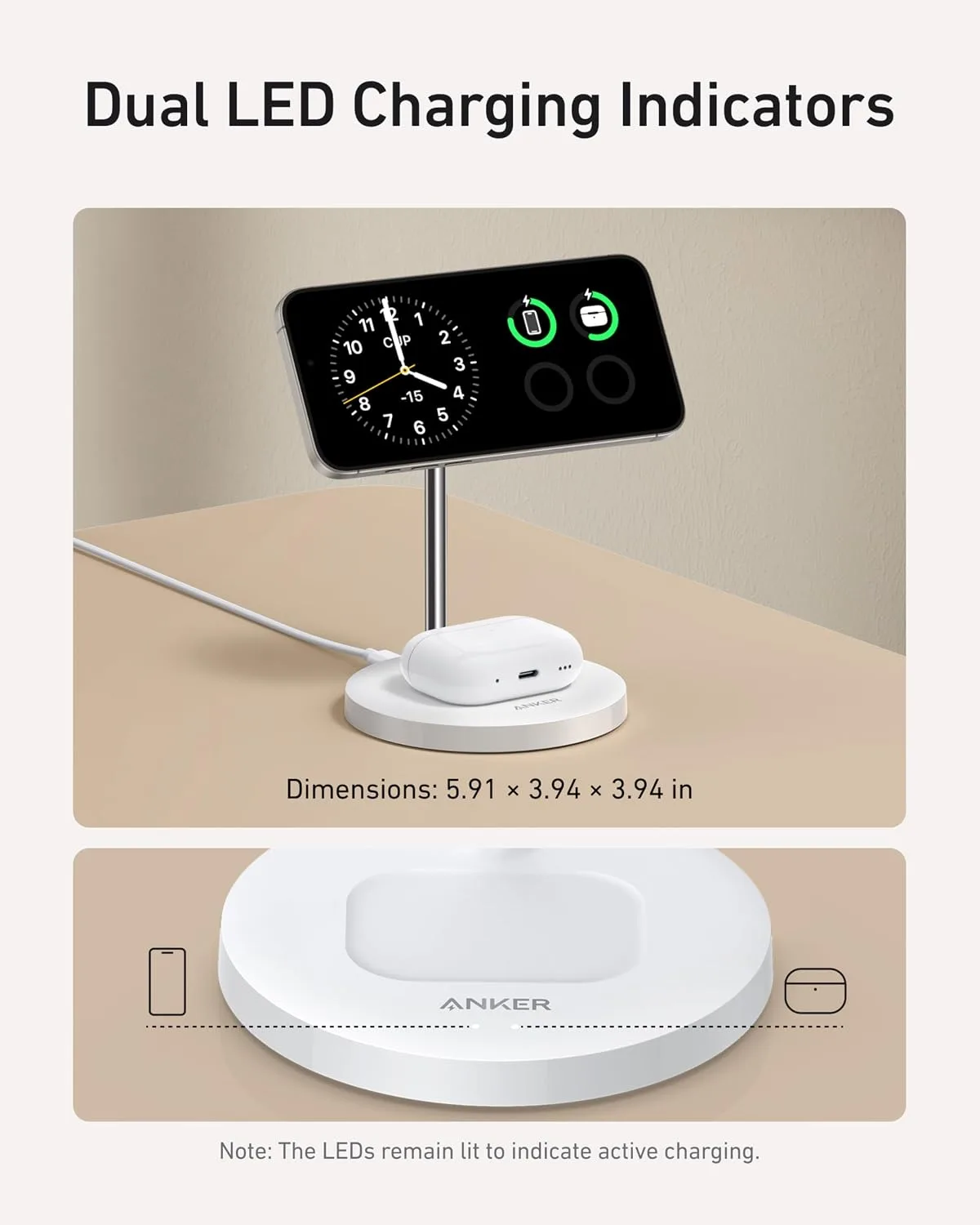 Anker MagGo 2-in-1 MagSafe Compatible Qi2 15W Wireless Charging Stand