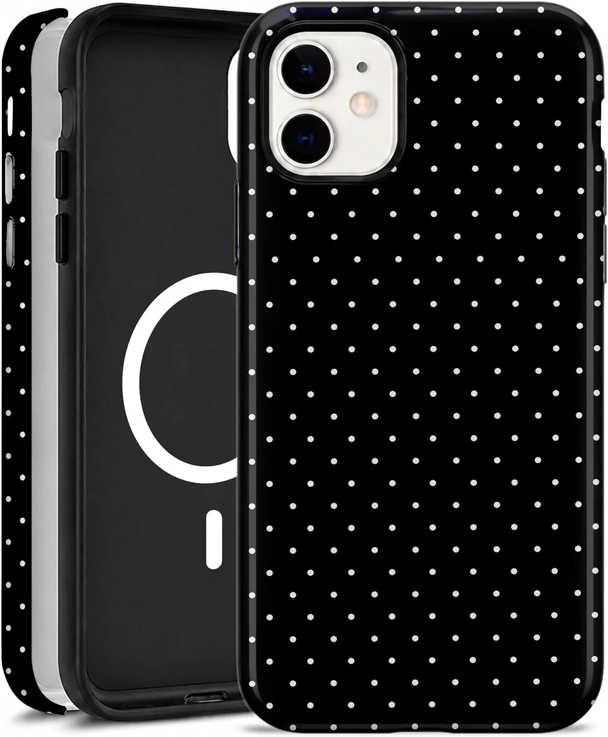 Magnetic for iPhone 11 Phone Case, Cute Black Polka Dot Shockproof