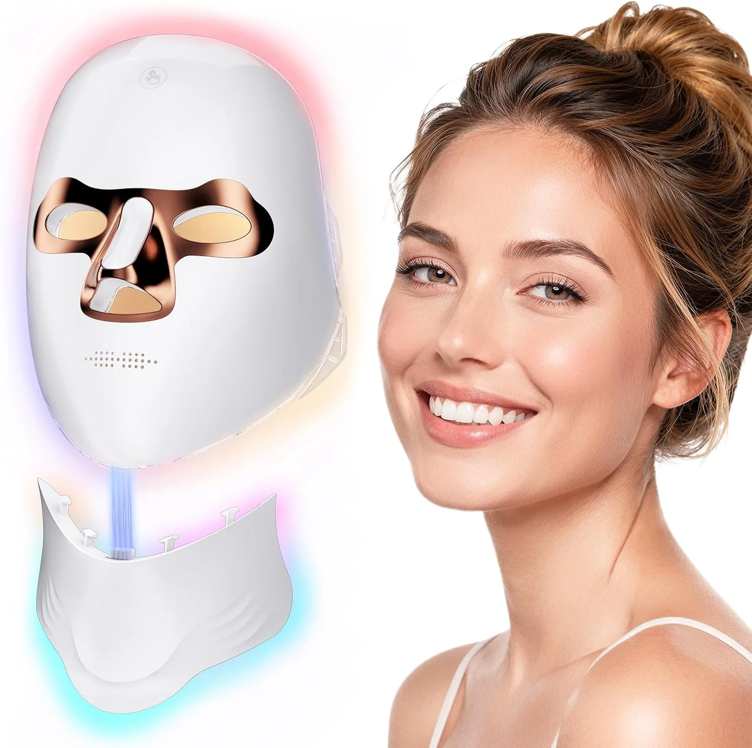 Red Light Therapy for Face & Neck, Wireless LED Face Mask Light Therapy, Rechargeable Red Light Therapy Facial Mask with Timing Function Full Coverage for Home, Travel, Yoga and Sleep Skincare