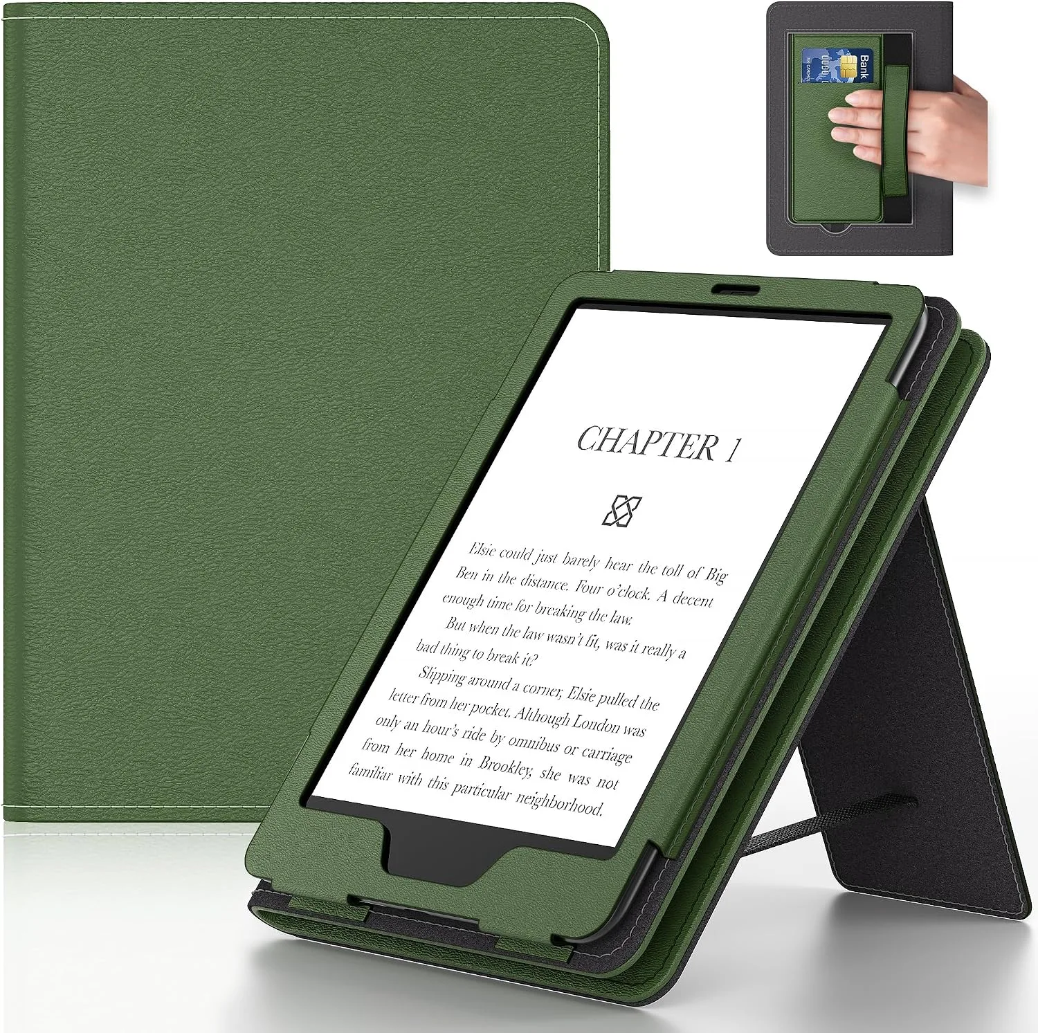 Case for 6in Tablet with Stand and Hand Strap, Incompatible with Old Version, Durable Synthetic Leather Cover with Auto Sleep Wake, Pink