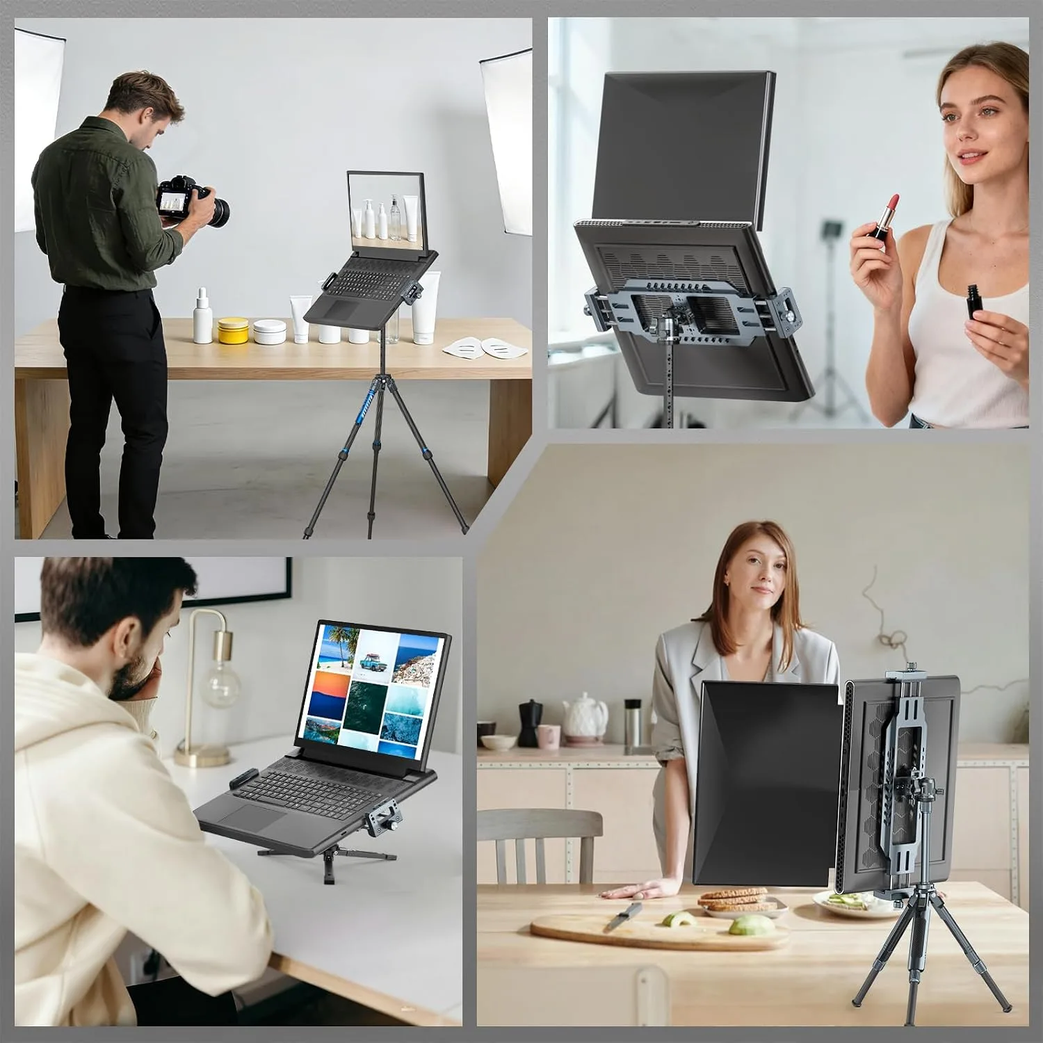 Laptop Tripod Mount with Arca Swiss Plate, Rubber Pad, 1/4" & 3/8" Screw Holes for Secure Laptop Holding – Works with Tripod Head for Vertical/Horizontal/Musicians/Studio Recording