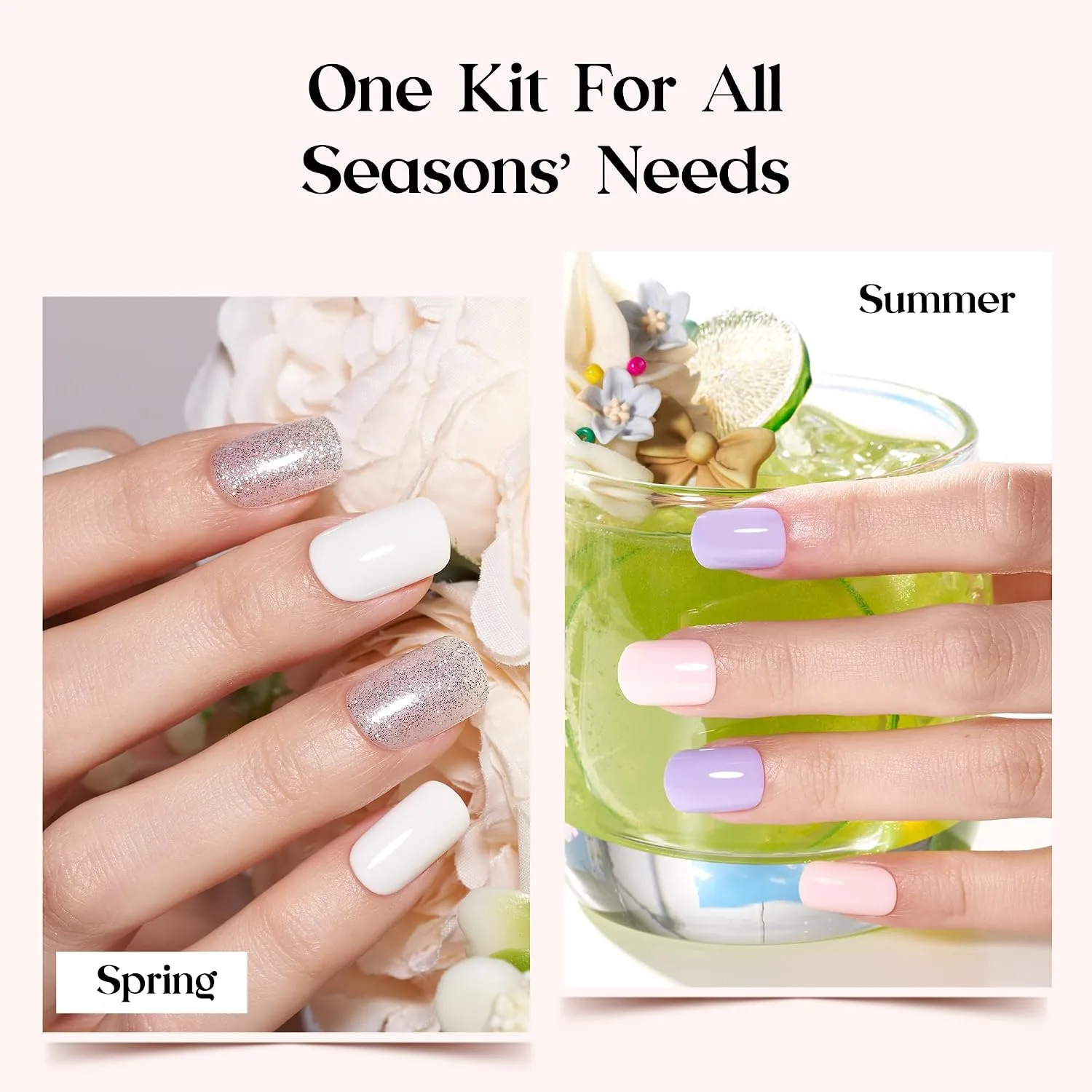 Beetles Press On Nails Kit - Bubble Pop, 720Pcs 24 Colors Short Square