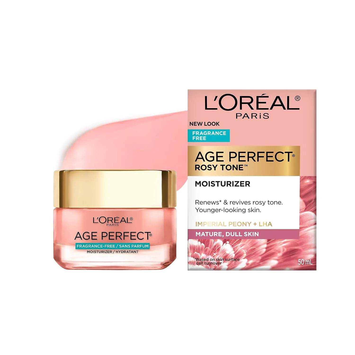 L’Oreal Paris Age Perfect Rosy Tone Anti-Aging Face Moisturizer, Renew & Revive Healthy Tone, Fragrance Free, 1.7 oz