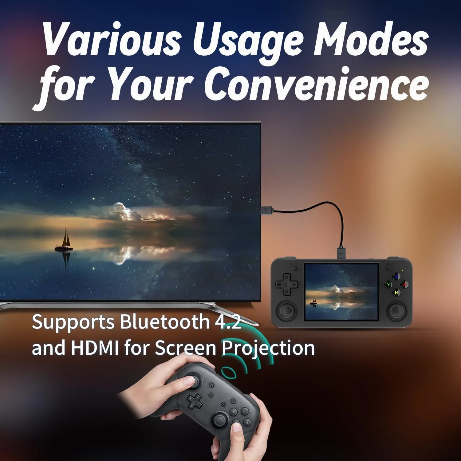 Anbernic RG35XX H Retro Handheld Game Console, 3.5" IPS OCA Screen, Linux System, 64GB Preloaded Classic Games, WiFi Bluetooth, HDMI Output, Ideal for Travel Commute Home Outdoor Black