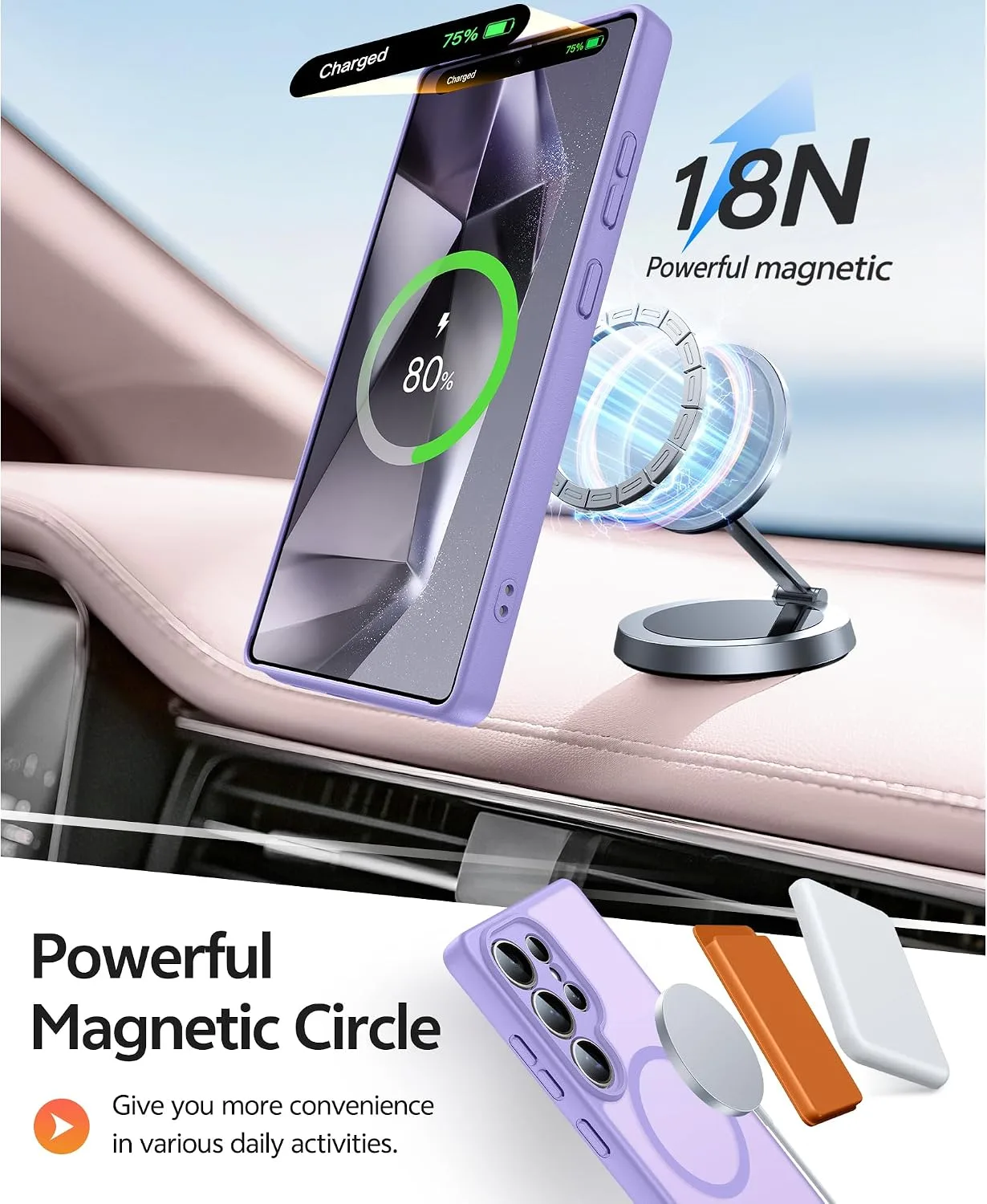 FNTCASE for Samsung Galaxy S24 Ultra Case, Fit for Magsafe, Light Purple