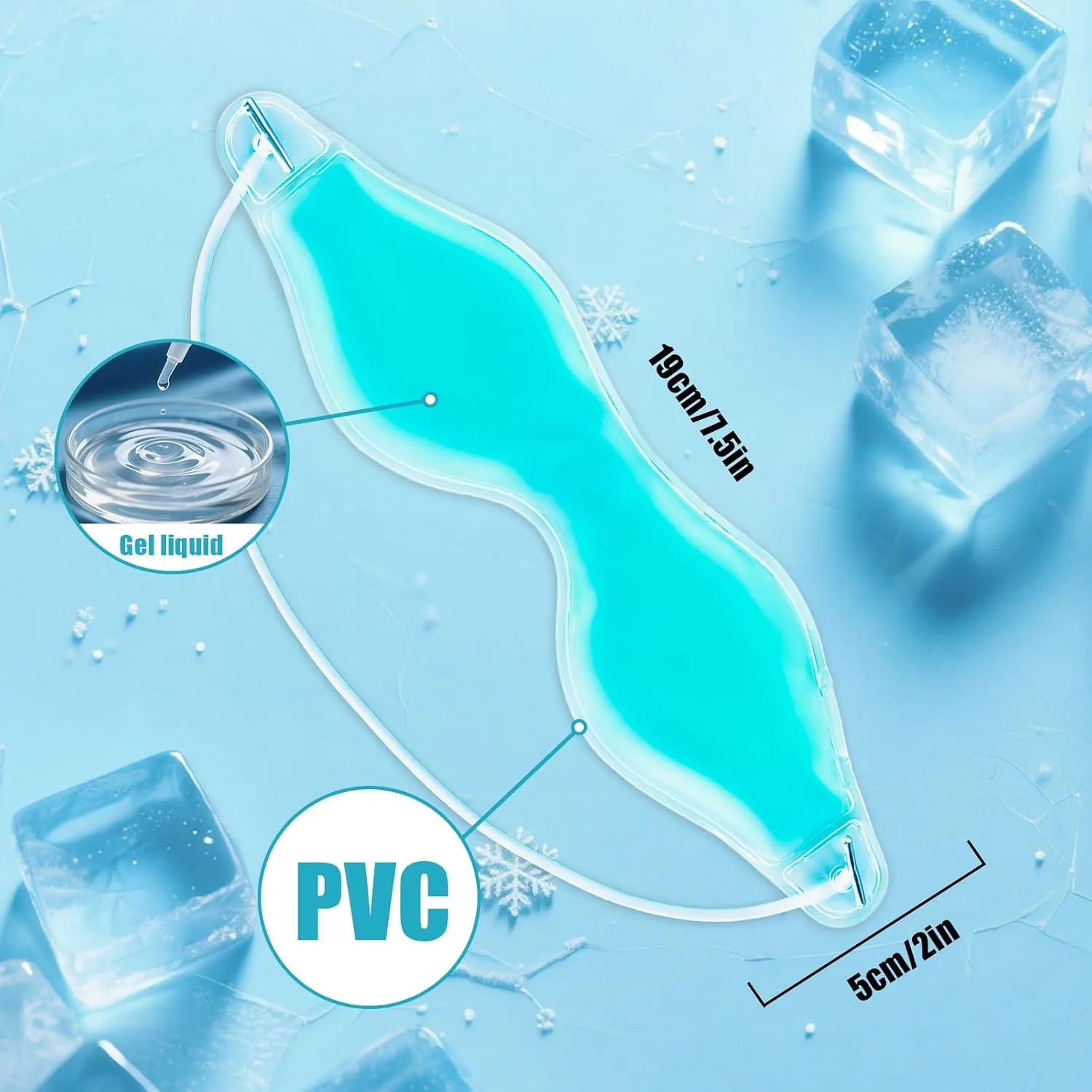 Cooling Eye Mask - Gel Ice Pack Reusable Cooling Eye Pads and Under Patches,Eye Hot Cold Treatment for Redness,Pain Relief Relax (Blue)