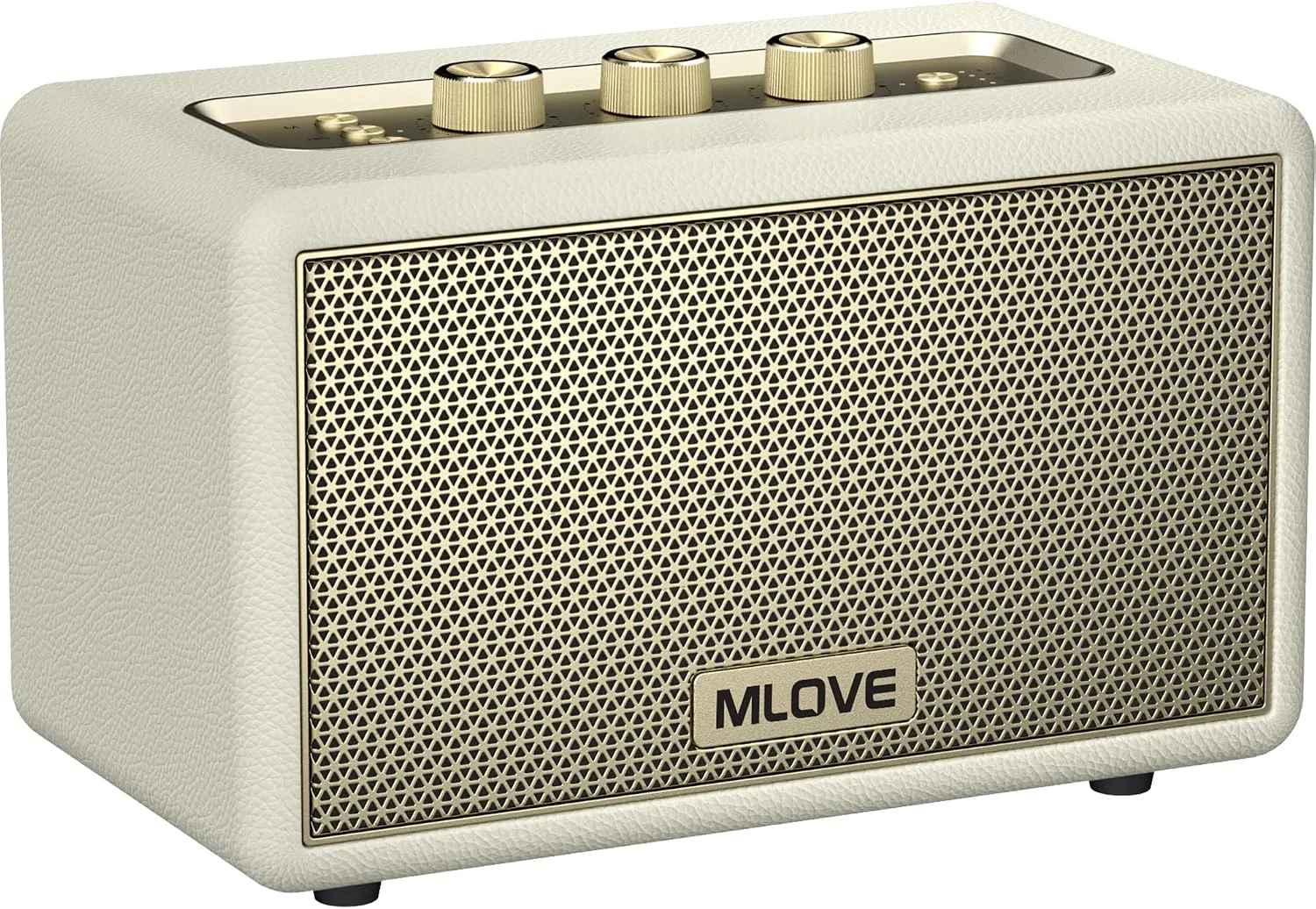 MLOVE A200 Portable Retro Bluetooth Speaker with Aux Input, USB Port, Micro SD Card Slot - Decorative Wireless Bookshelf Speakers Battery Powered, House Warming Gifts for New Home, Black and Gold