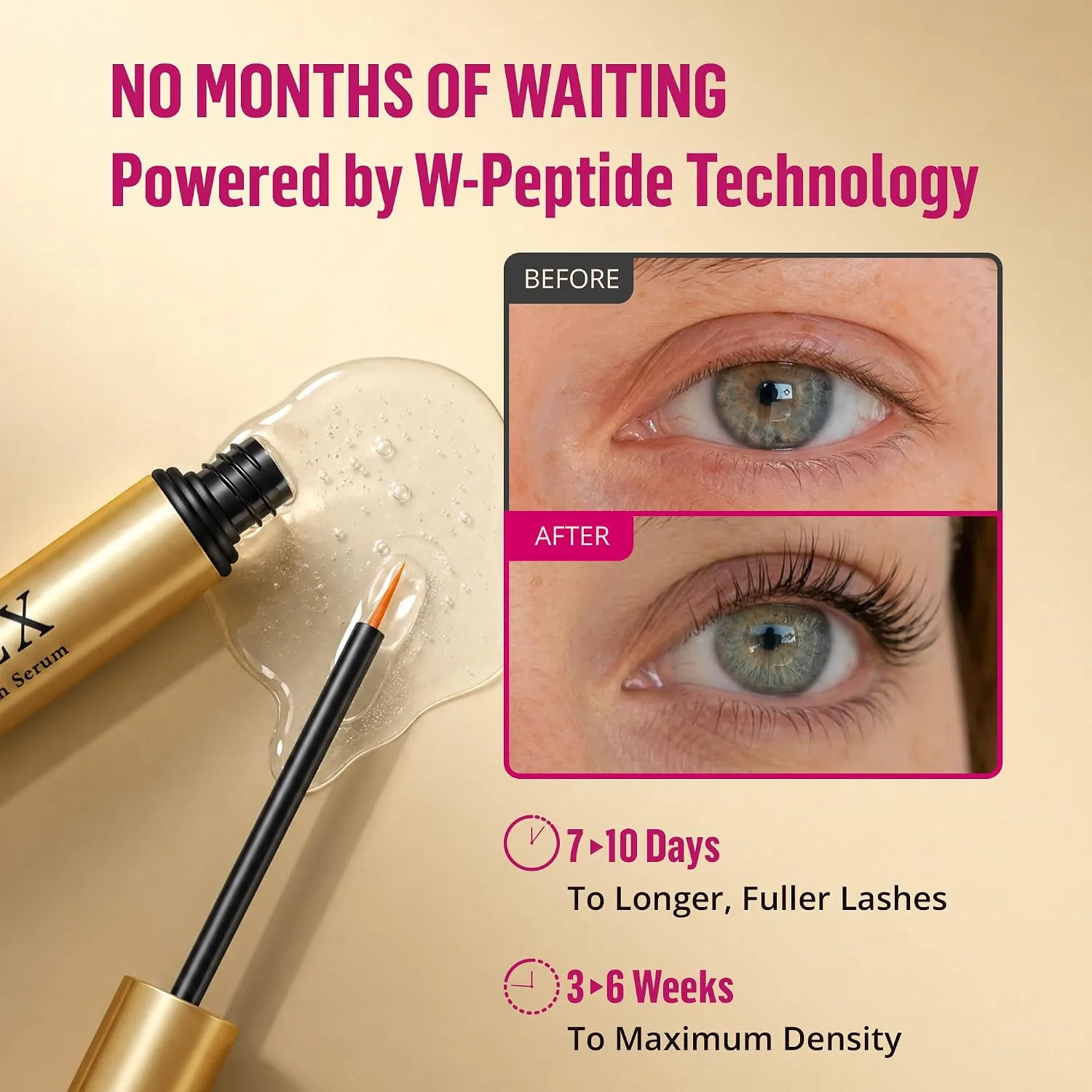 Phienex 2026 New Version Lash Serum for Eyelash Growth– 7-Day Visible Results, Vegan & Hormone-Free, Botanical Peptide Complex for Longer, Fuller & Thicker Lashes –Gentle for Sensitive Eyes(Cranberry)