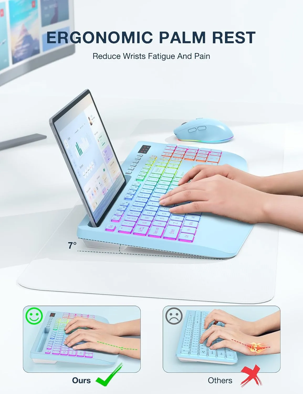 SABLUTE Wireless Keyboard and Mouse Combo, 9 Backlit Effects, RGB, 2.4GHz
