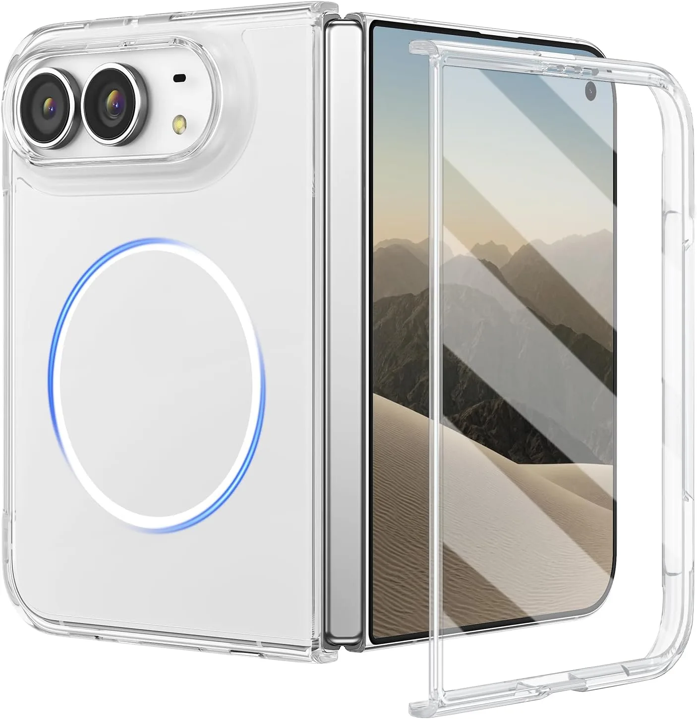 Ruky for iPhone Duo Case, Anti-Yellowing, with Screen Protector, Clear