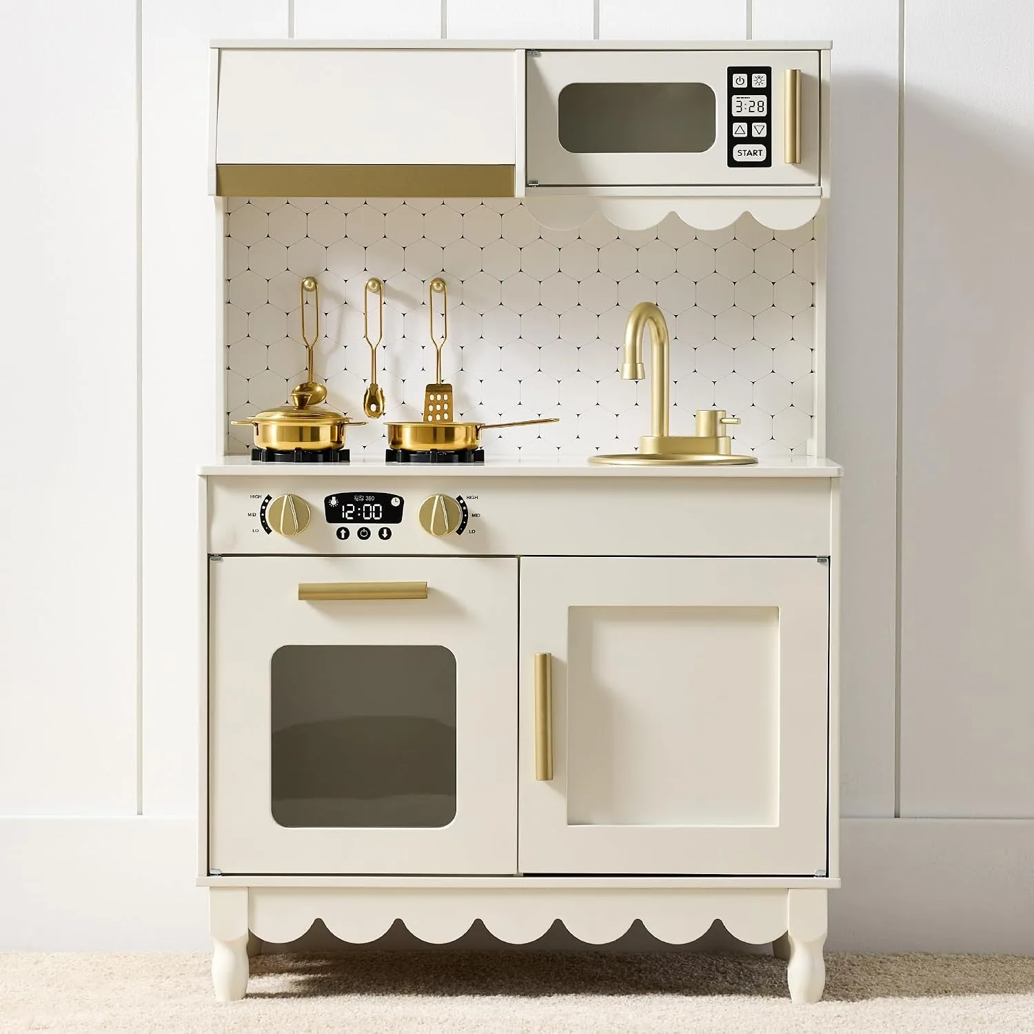 Best Choice Products Kids Wooden Cottage Play Kitchen for Toddlers, Cream