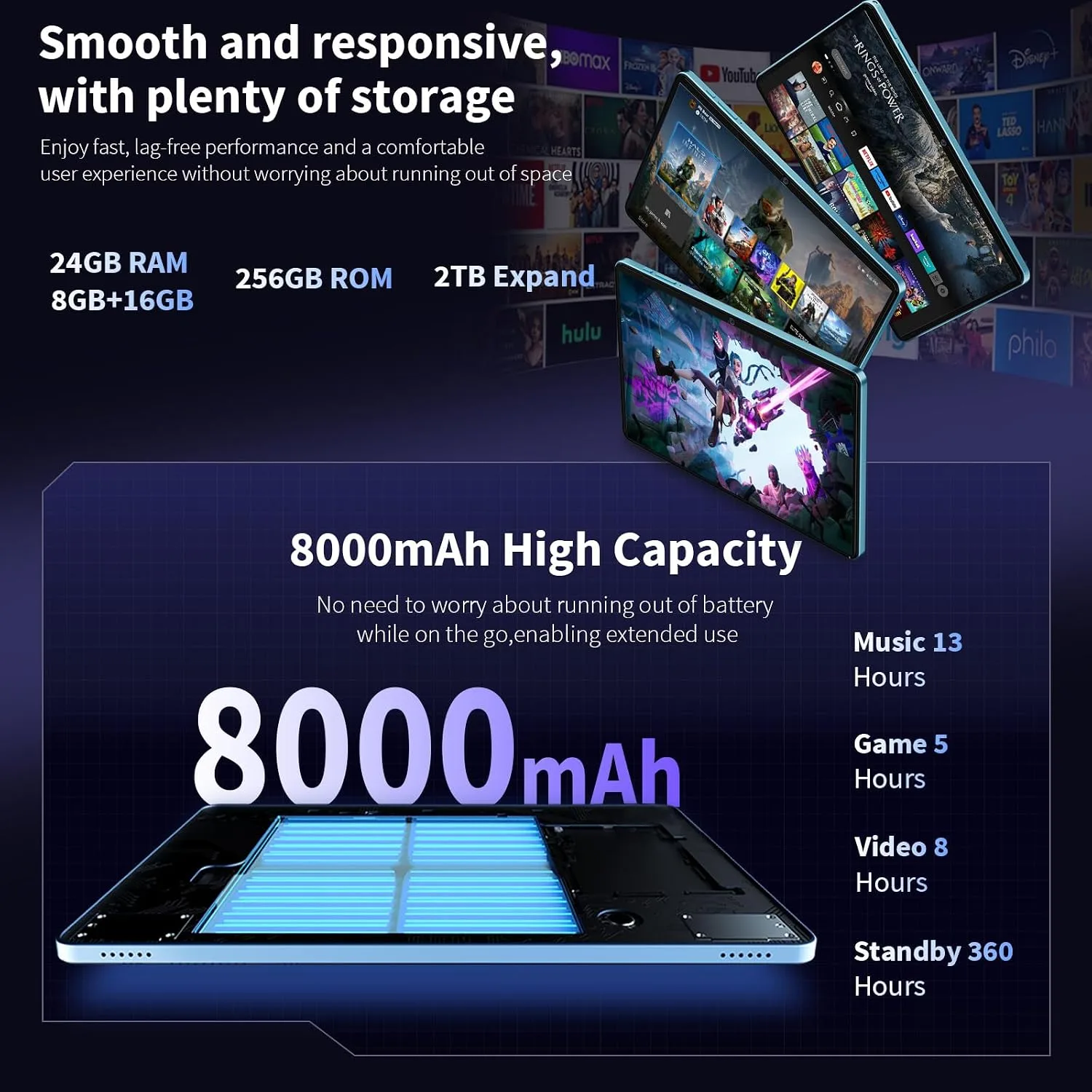 2026 Android 16 Tablet 10 inch - 24GB+256GB+2TB Expand, Gemini AI (Pink)