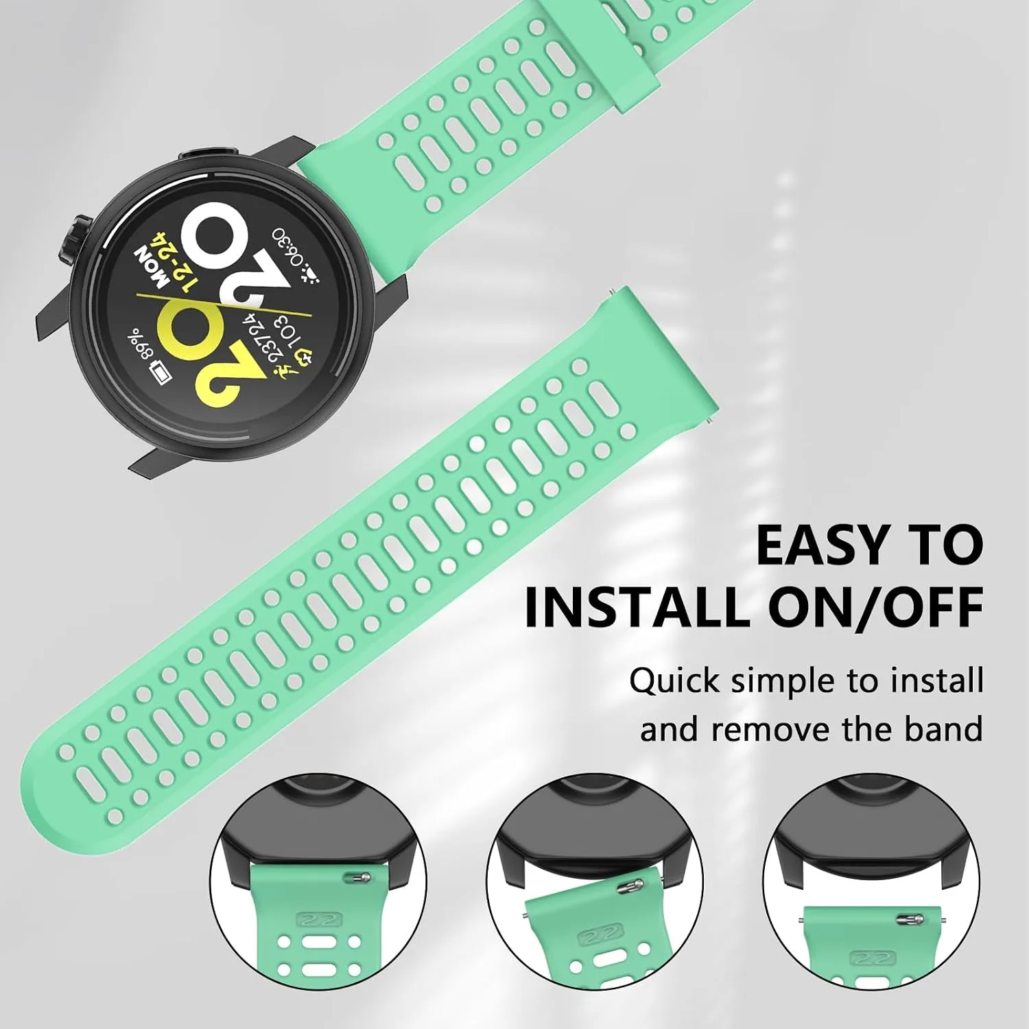 Compatible with COROS Pace 3 Watch Band, 22mm Quick Release Sports Silicone Watch Band Breathable Wristband Strap Women Men Strap for COROS APEX 2 Pro/APEX 46mm/APEX Pro