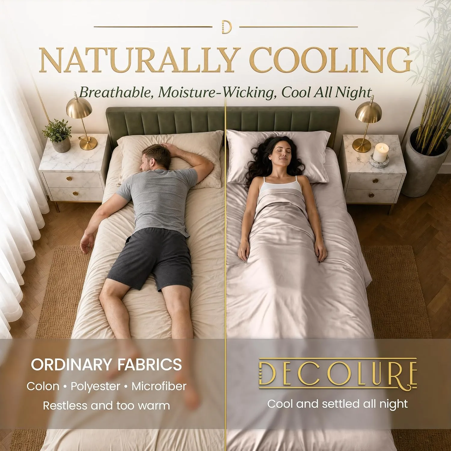 DECOLURE 100% Viscose from Bamboo Sheets King Size | 6 Pc Cooling Bed Set
