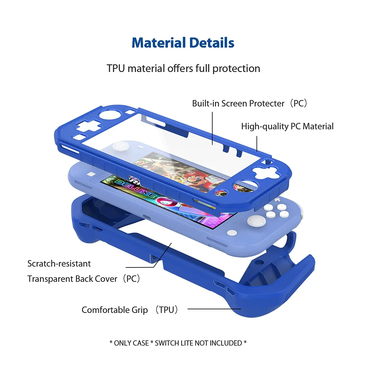 Protective Case for Nintendo Switch Lite, with Detachable TPU