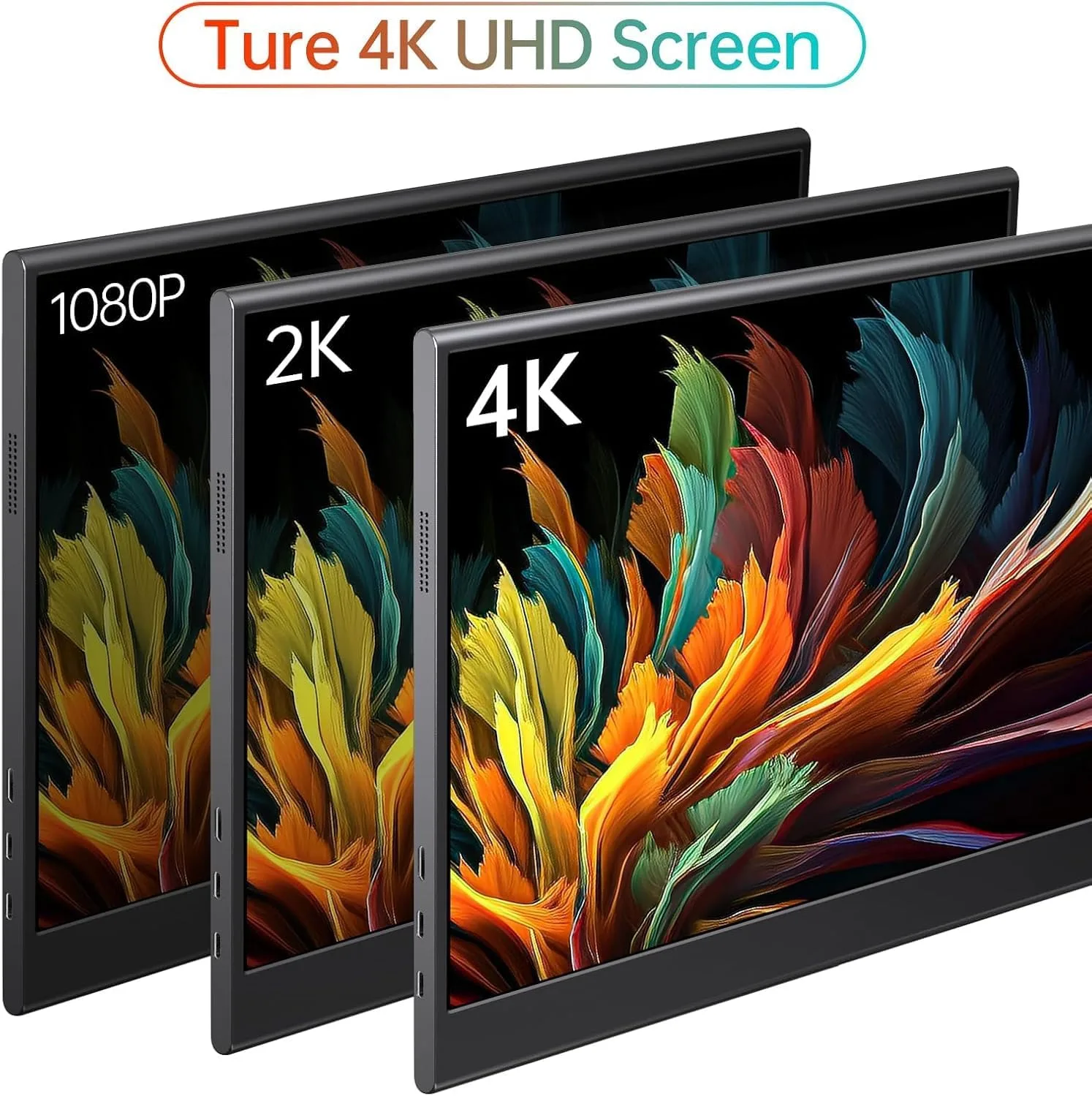 WGK 15.6 inch Portable Monitor 4K UHD 100%sRGB Travel Display HDMI/USB-C Compatible with Laptops, Desktops, Phones, PS, Mac, Xbox, Switch, and Other Gaming Devices Kickstand & Speakers VESA Mountable