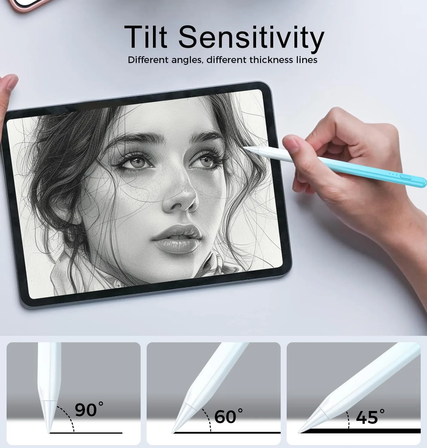 Stylus Pen for iPad 11th/10th/9th Generation,Fast Charge Apple Pencil Alternative,Palm Rejection,Tilt Sensitivity,Compatible with iPad 11/10/9/8/7/6th,Pro M4/13''/12.9"/11", Air M3/M2/5/4/3, Mini 6/5