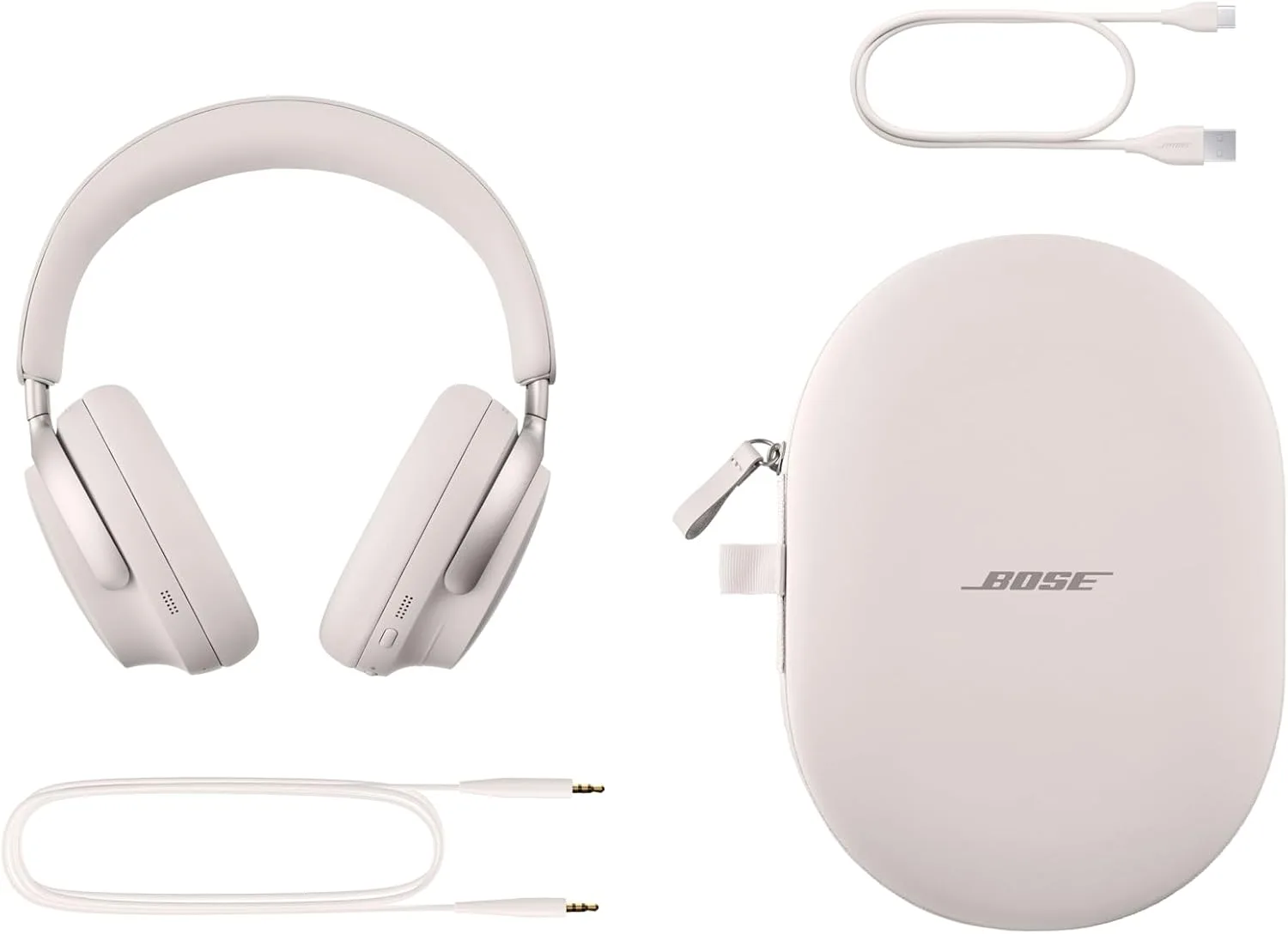 Bose QuietComfort Ultra Wireless Noise Cancelling Headphones with Spatial Audio, Over-The-Ear Headphones with Mic, Up to 24 Hours of Battery Life, White Smoke (Renewed)