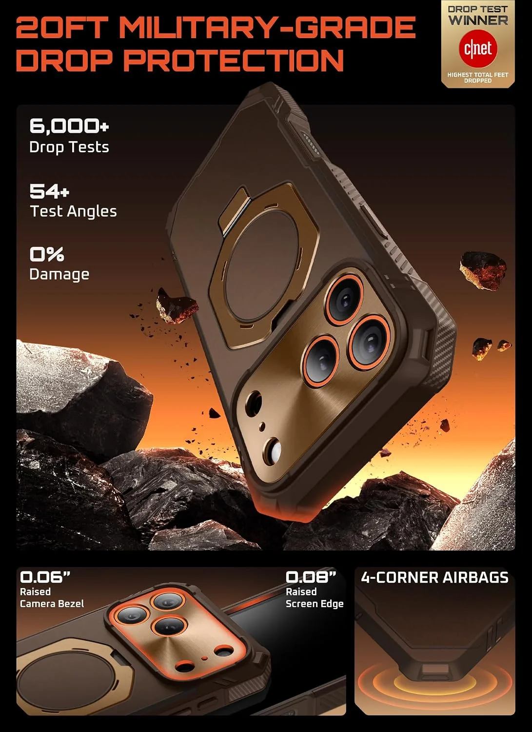 SUPCASE for iPhone 18 Pro Max Case/17 Pro Max Case, Glass Protector, Brown