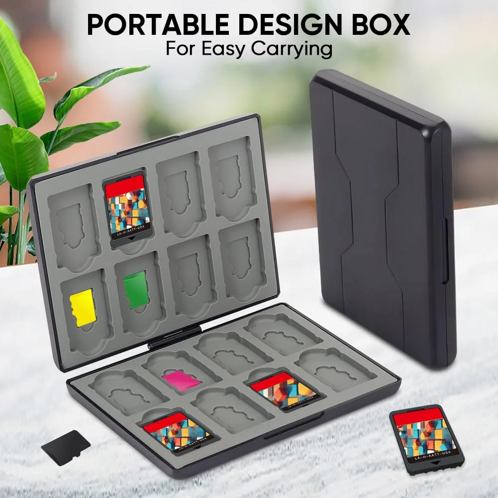 fivtek Game Card Case for Nintendo Switch2/Switch/Switch Lite/OLED, Switch Game Holder Storage Card Portable Cartridge Case with 16 Game Card Slots and 16 Micro SD Card Slots