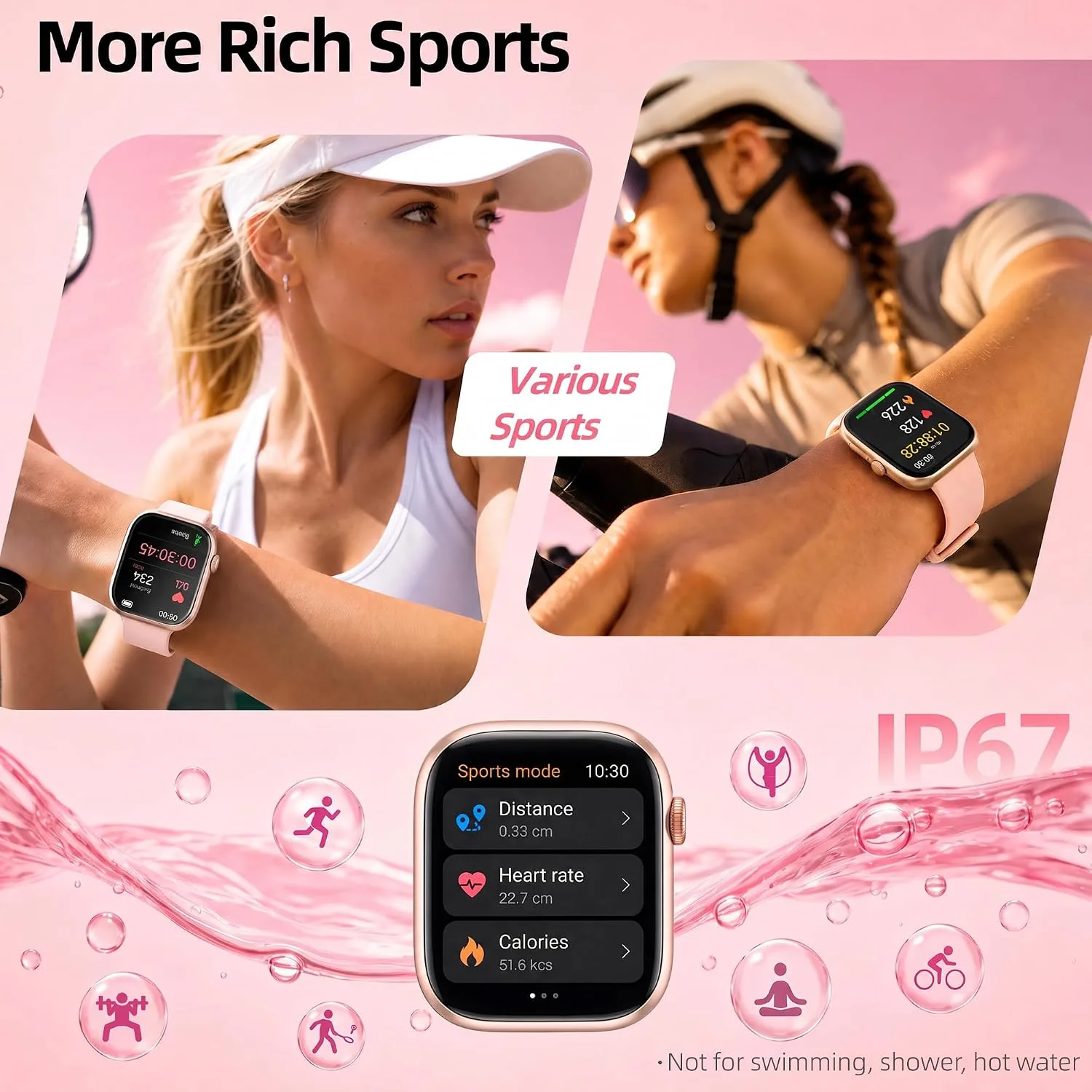 Smart Watch for Women, 1.83"HD Fitness Trackers with Answer/Calls, 2 Bands